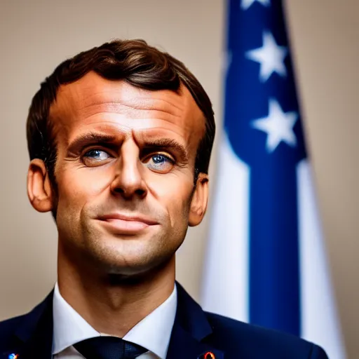 Prompt: big nose Emmanuel Macron, 50mm photography, high quality, 4K