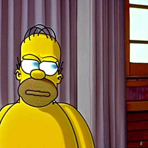 Prompt: Homer Simpson in the manor house of Eyes Wide Shut (1999)