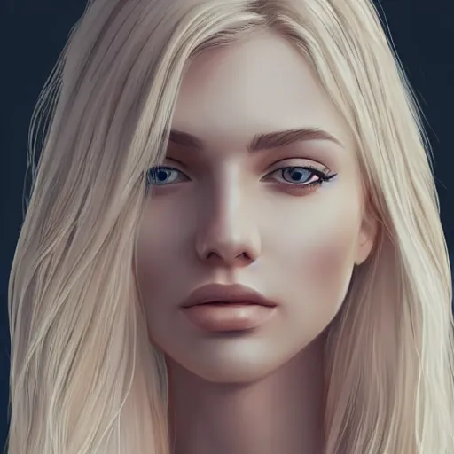 Image similar to a beautiful blonde woman with smooth face and smooth jawline, artstation, digital art, detailed, sharp