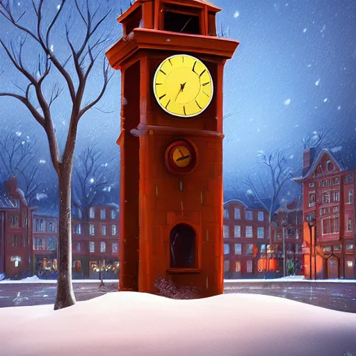 Prompt: clock tower ,inspired by Evgeny Lushpin,winter,night time,cinematic,art station