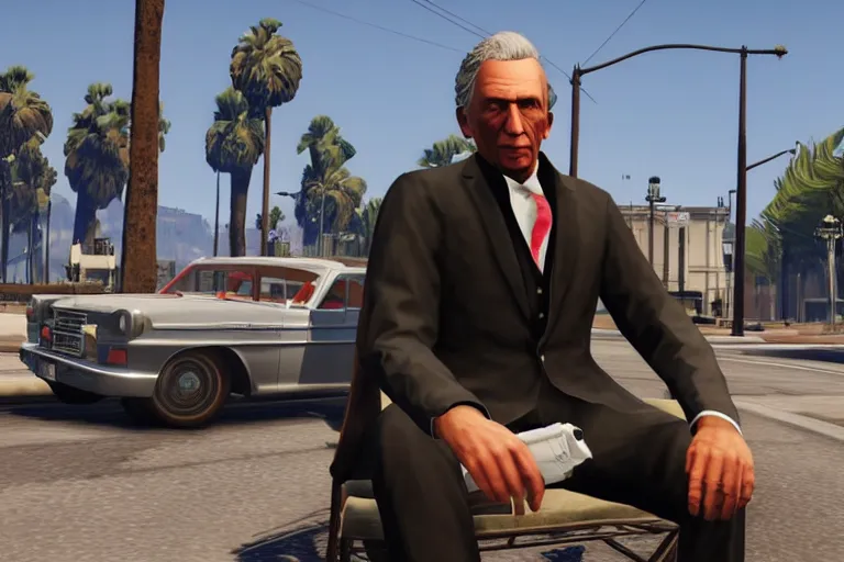 Image similar to president james monroe in grand theft auto v, ps 4, gameplay still