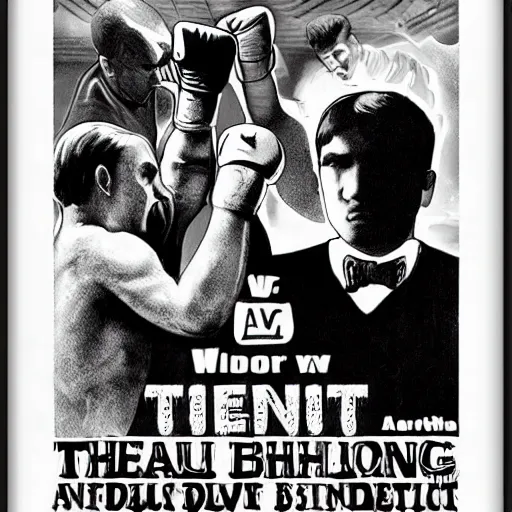 Image similar to Boxing poster: Nicolai Tesla vs Thomas Edison, AC vs DC, art, trending,