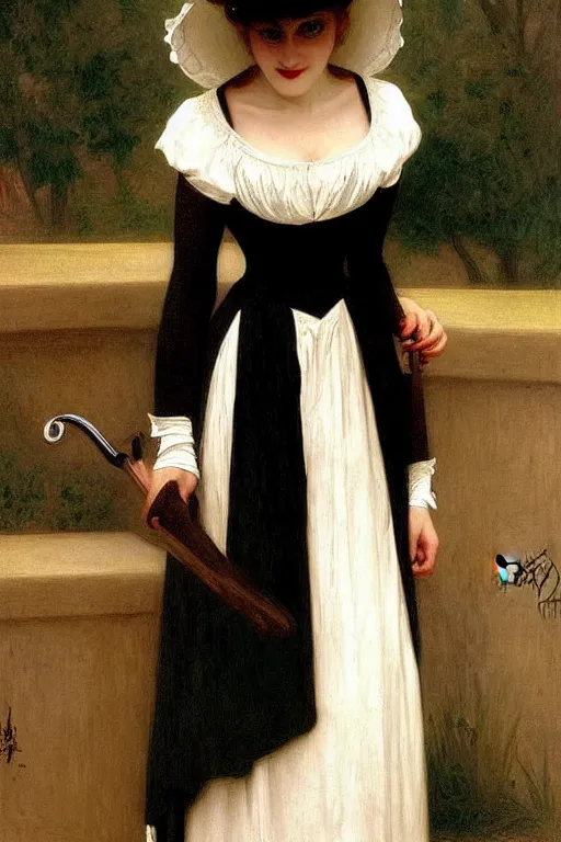 Image similar to victorian vampire in a big hat, white dress, painting by rossetti bouguereau, detailed art, artstation