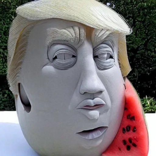 Prompt: watermelon carving of donald trump's face