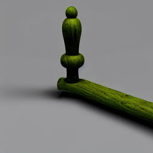 Image similar to wooden staff with green slime on it, octane render