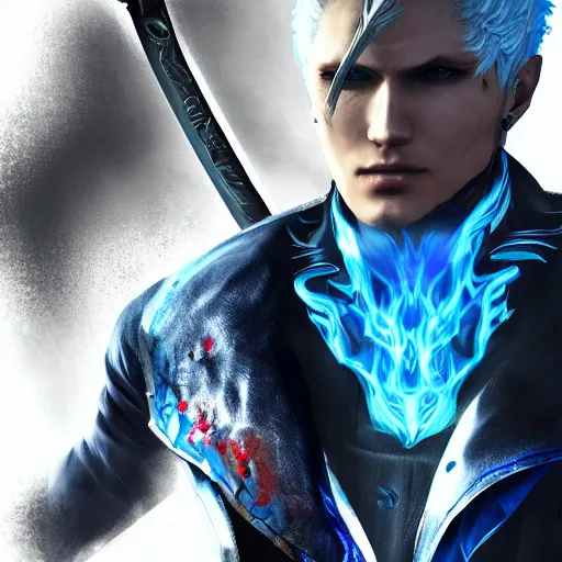 Image similar to vergil from dmc 5 trending on artstation