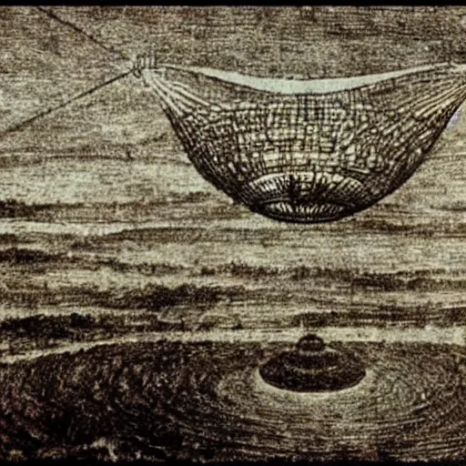 Prompt: Leonardo da Vinci's technical sketch of UFO Field-Propulsion Technology , highly detailed