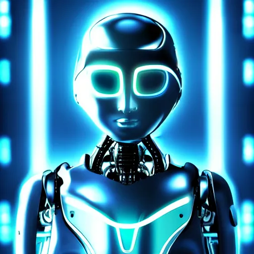 Prompt: futuristic robot with neon eyes, hyperrealistic, cinematic, epic