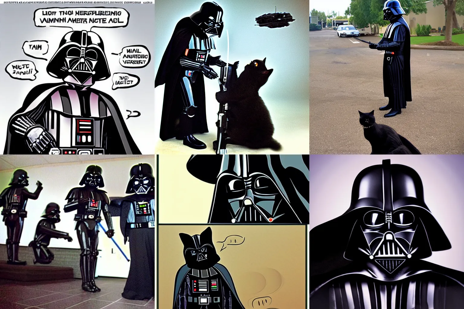 Prompt: Darth Vader\'s cat commanding stormtroopers