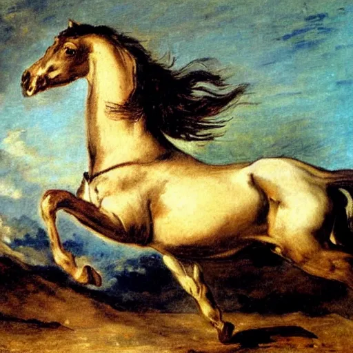 Prompt: a galloping horse, by eugene-delacroix