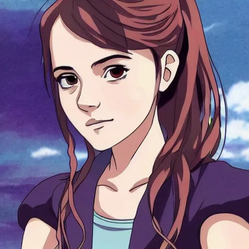 Prompt: emma watson as an anime character, by studio ghibli