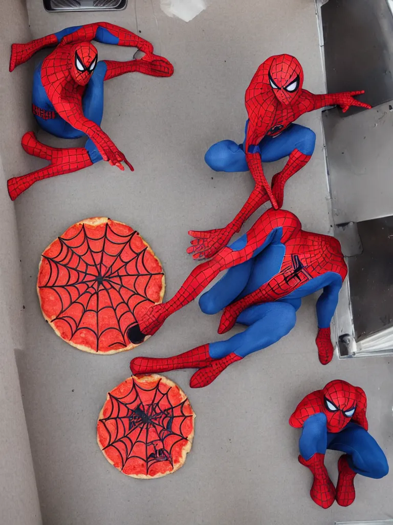 Image similar to SPIDERMAN delivery pizza