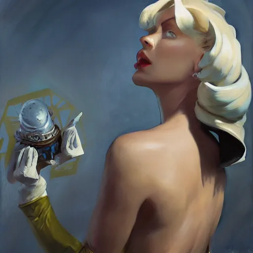 Image similar to greg manchess portrait painting of partially armored white queen from alice in wonderland as overwatch character, medium shot, asymmetrical, profile picture, organic painting, sunny day, matte painting, bold shapes, hard edges, street art, trending on artstation, by huang guangjian, gil elvgren, ruan jia, randy vargas, greg rutkowski