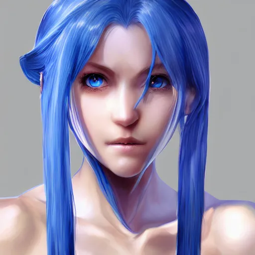 Prompt: portrait of young girl half dragon, blue hair, long hair, highly detailed 3D render, 8k, rpg concept art character, jrpg character, manga, anime, video game character, concept art, by Yoshitaka Amano