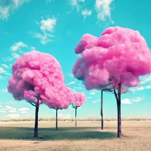 Prompt: cotton candy trees, music album art
