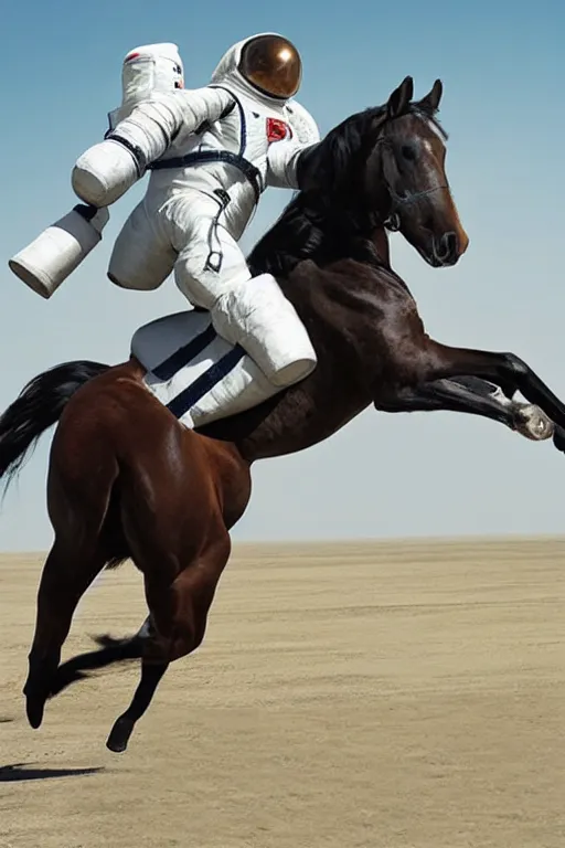 Image similar to horse in astronaut suit riding horse