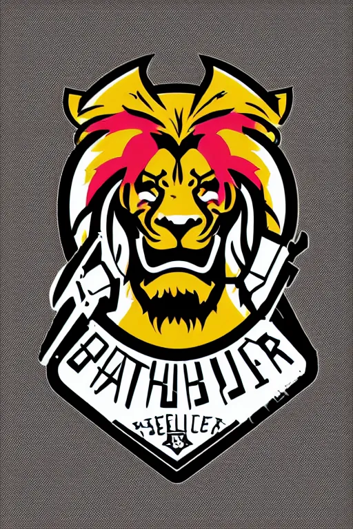 Prompt: in the style of max prentis and deathburger and laurie greasley a vector e-sports vector logo of a police lion, highly detailed, colourful, 8k wallpaper
