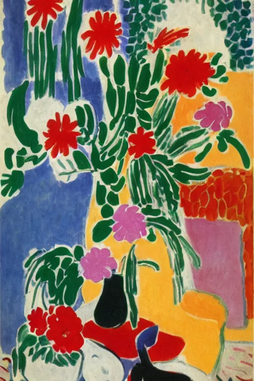 Image similar to flowers in the style oh Henri Matisse, poster