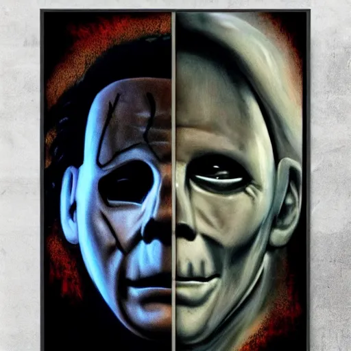 Image similar to Michael Myers from the movie Halloween highly detailed 8k hdr movie poster