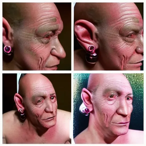 Prompt: ferengi from star trek with tons of ear piercings and tattoos