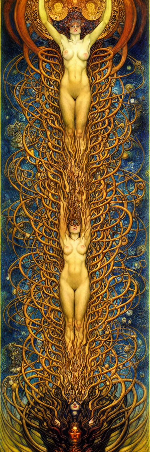 Image similar to Divine Chaos Engine by Karol Bak, Jean Delville, William Blake, Gustav Klimt, and Vincent Van Gogh, symbolist, visionary