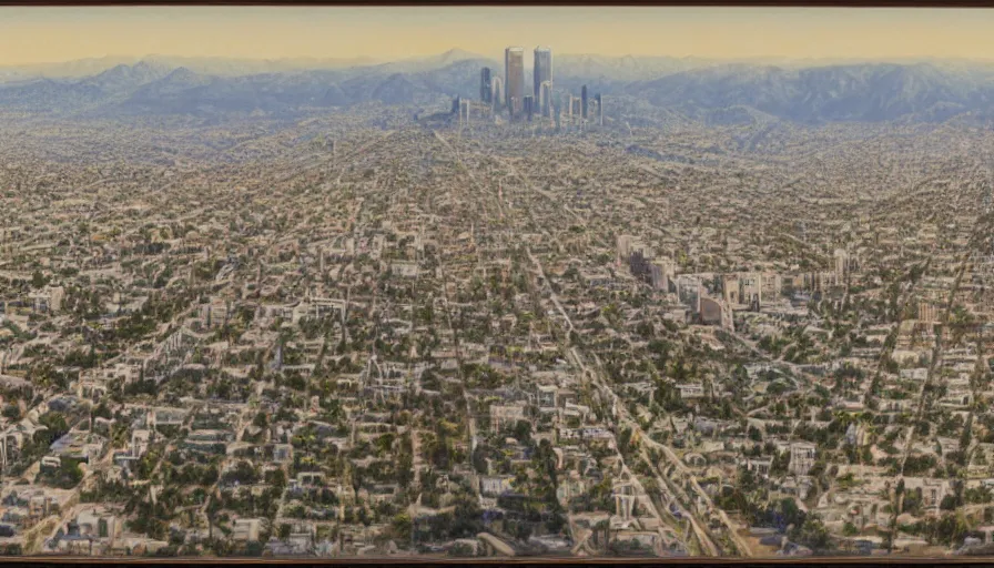 Prompt: a matte painting of los angeles by robin guthrie