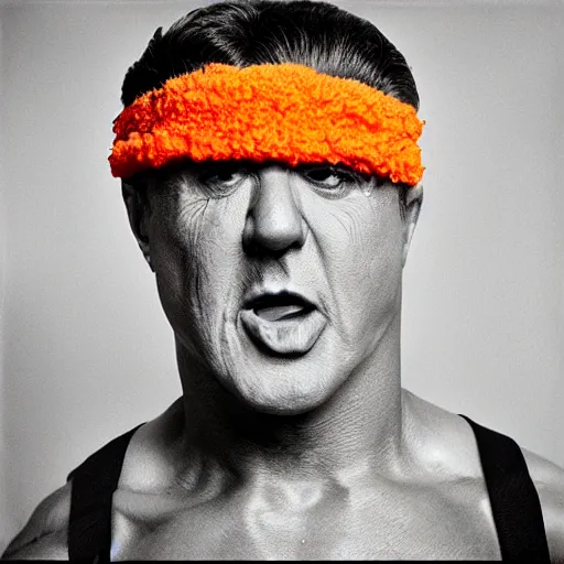 Image similar to hybrid of orange and stallone, funny award - winning photo, rolleiflex tlr