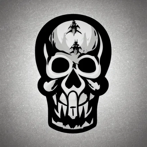 Image similar to death metal themed skull shaped microphone vector logo for a record label, dark, horrorcore, grunge, dark forest, ent, symmetrical golden ratio