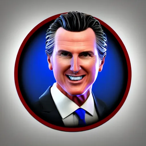 Prompt: Dartboard in the shape of Gavin Newsom's face, 3d render, digital art, artstation, hyper realistic, 8k ... goober