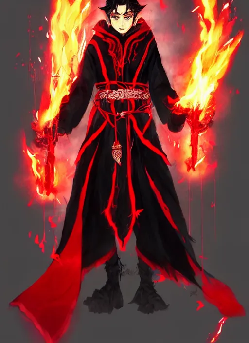 devil handsome in demon slayer art, night, fire lines,, Stable Diffusion