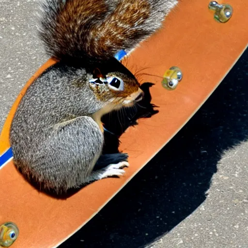 Image similar to a photo of a squirrel on a skateboard