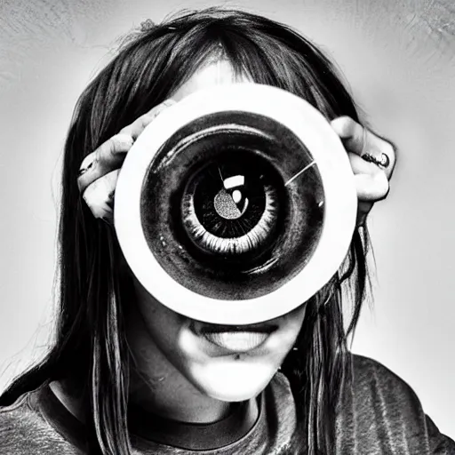 Prompt: billie eilish turning into a beholder