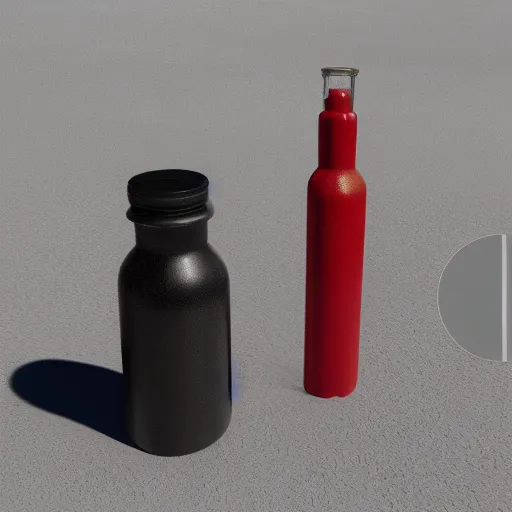 Image similar to A ketchup bottle has been made into an improvised explosive device, unreal engine 5, octane render,