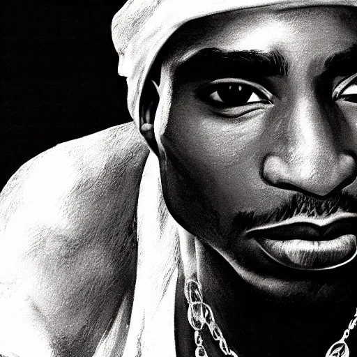 Image similar to Tupac Shakur, screenshot from a 2012s anime