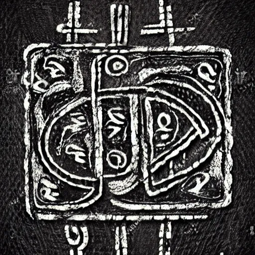 Prompt: texture of ancient symbols on black paper, dacian symbols, thracic symbols, hand drawn, trending on artstation, stock photo textures, amazing symbols, - 4