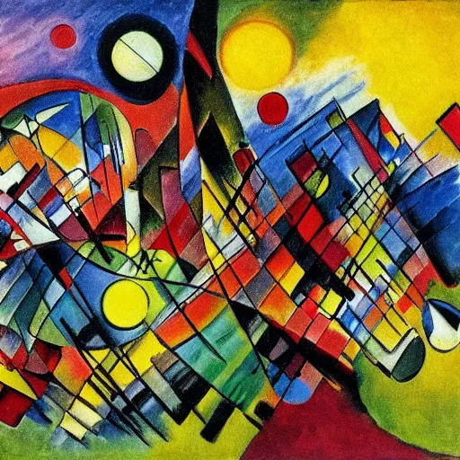 Prompt: an english garden is in flames. there is destruction. kandinsky