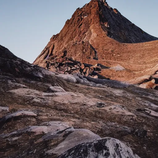 Prompt: an epic landscape, rock formation that looks like a woman, a female mountain cinematic light, long shadows,