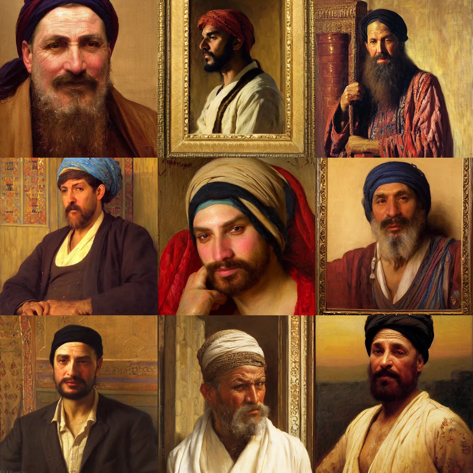 Prompt: orientalism face portrait of a greedy merchant by Edwin Longsden Long and Theodore Ralli and Nasreddine Dinet and Adam Styka, masterful intricate art. Oil on canvas, excellent lighting, high detail 8k