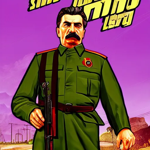 Image similar to joseph stalin in gta v, cover art by stephen bliss, boxart, loadscreen