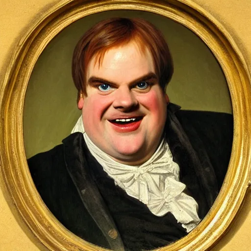 Prompt: chris farley as an 1 8 th century nobleman, painted by john everett millais