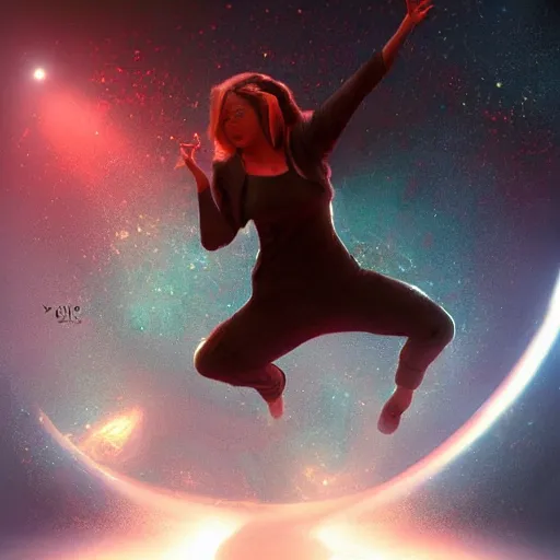 Prompt: Dancing on the ring of a blackhole, highly detailed, excellent composition, cinematic concept art, dramatic lighting, trending on ArtStation