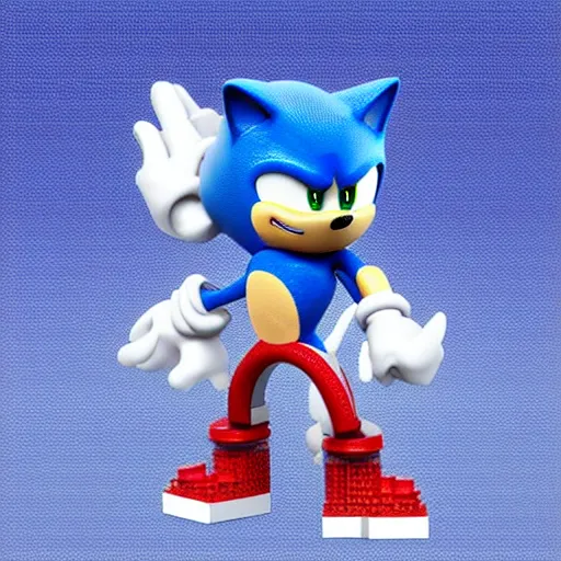 Image similar to sonic the hedgehog as a lego minifigure, high quality digital photography