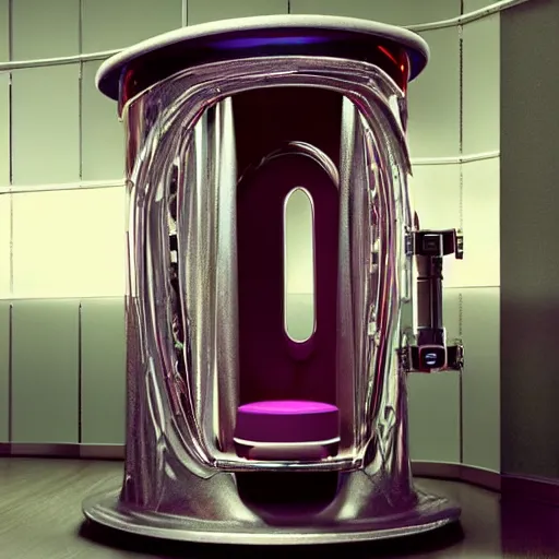 Prompt: time machine that looks like a fancy toilet in cool science fiction Netflix show