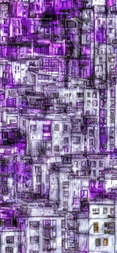 Image similar to “ white and purple city, award winning, digital art ”