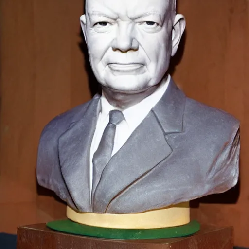 Prompt: a bust of Eisenhower made out of jelly