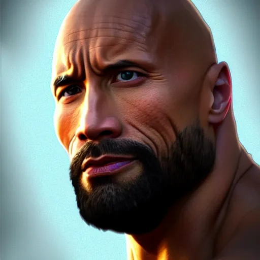 Image similar to the rock dwayne johnson with a beard , photo , trending on artstation , Hyperdetailed , CGSociety