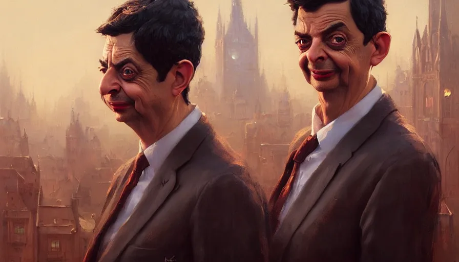 Prompt: artwork of mr beans by greg rutkowski, by karol bak, by anato finnstark, brush strokes, 4 k resolution