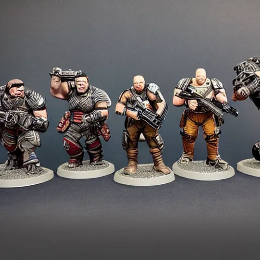 Image similar to gears of war characters as warhammer tabletop figurines t