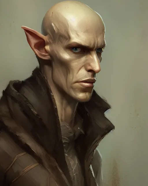 Prompt: character portrait of a slender half - elven man, by greg rutkowski, mark brookes, jim burns trending on artstation