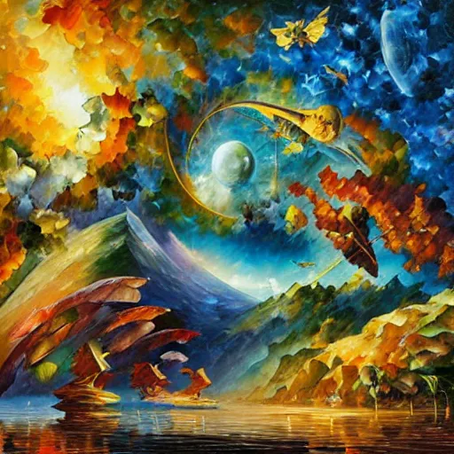 Image similar to art by android jones, james christensen, rob gonsalves, leonid afremov and tim white